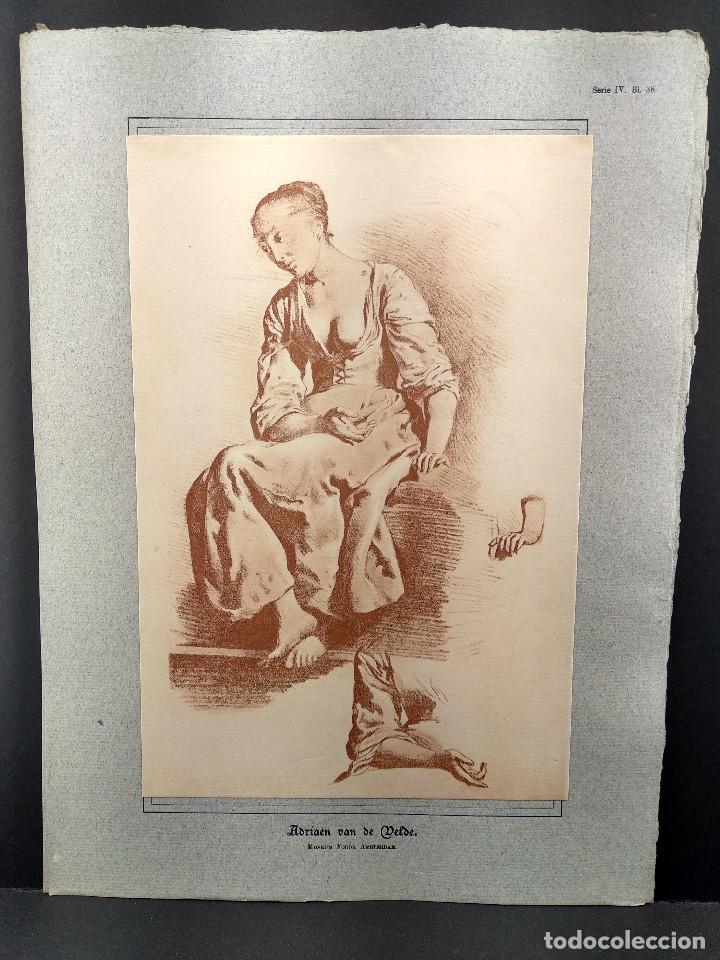 Art: Sirvienta sentada de Adriaen van de Velde, Dibujos viejos maestros holandeses 1896, plancha 38