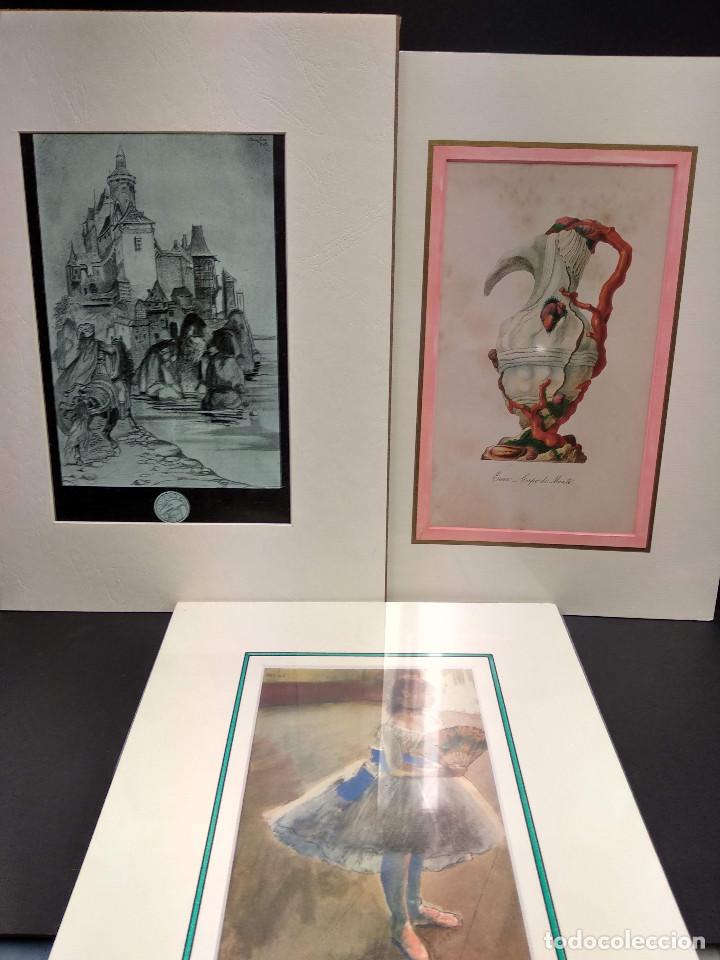 Arte: Lote 3 montajes passepartout Bujados y Degas