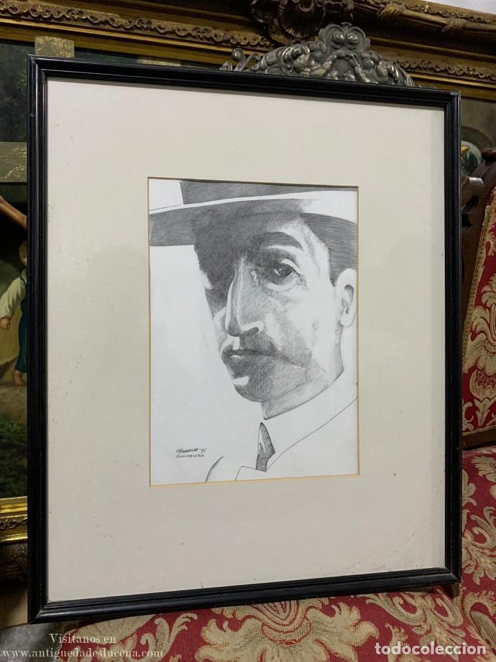 Arte: L&Aacute;MINA RETRATO A CARBONCILLO DEL TORERO MANOLETE (50 aniversario de su muerte)