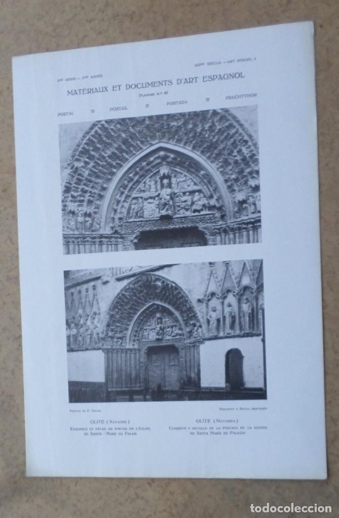 Art: Lamina OLITE &ndash; Navarra &ndash; conjunto y detalle de la portada de la iglesia de Santa Mar&iacute;a de Palacio