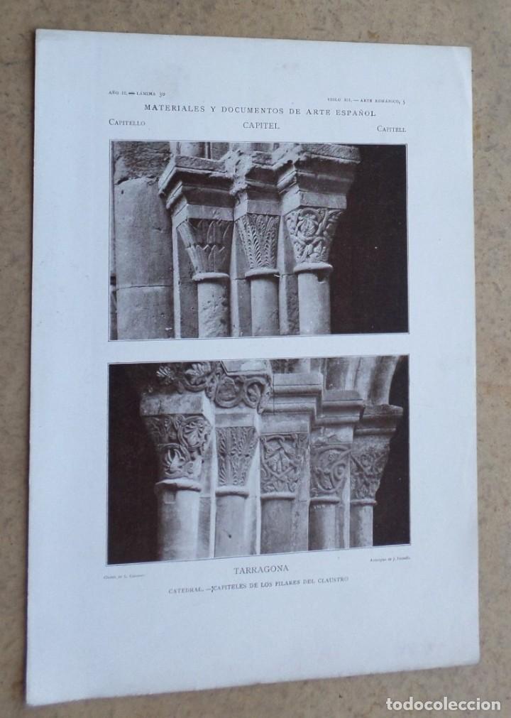 Kunst: Lamina TARRAGONA &ndash; catedral capiteles de los pilares del claustro Materiales y documentos de arte e