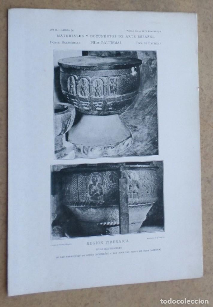 Kunst: Lamina REGION PIRENAICA &ndash; pila bautismal Parroquia de Benda &ndash; Rosell&oacute;n San Juan las Fonts de Olot -