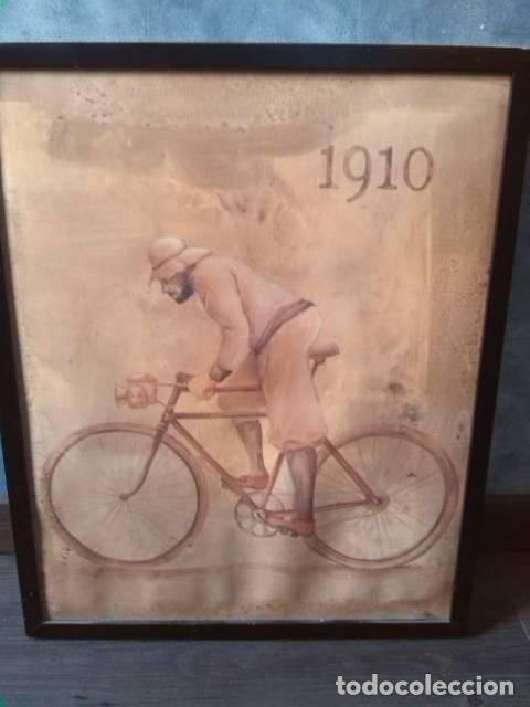 Arte: Pintura Ilustraci&oacute;n de ciclista modernista de 1910 inspirada en Ram&oacute;n Casas i Pere Romeu en un t&aacute;nde