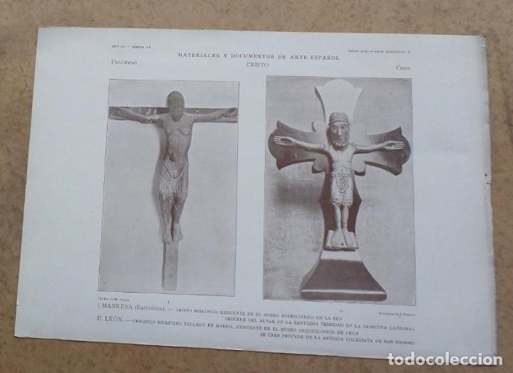 Arte: Lamina MANRESA &ndash; Barcelona &ndash; Cristo rom&aacute;nico Trinidad de la primitiva cate - LEON &ndash; crucifijo detal
