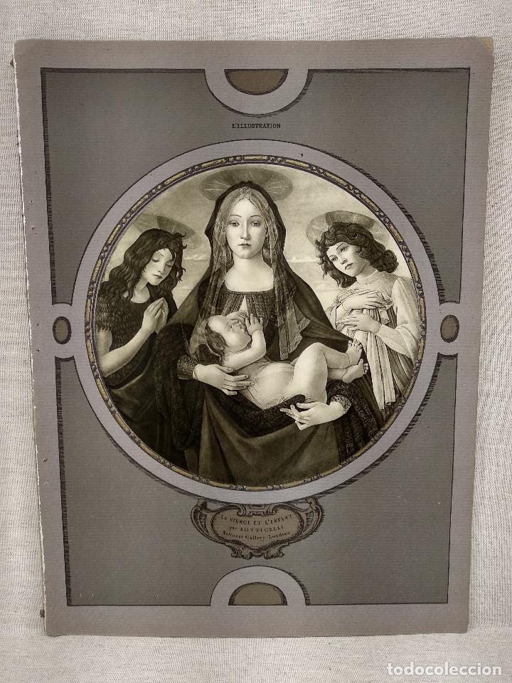 Arte: La Virgen y el Ni&ntilde;o de Boticelli, L&acute;Illustration francaise Noel 1920, plancha color