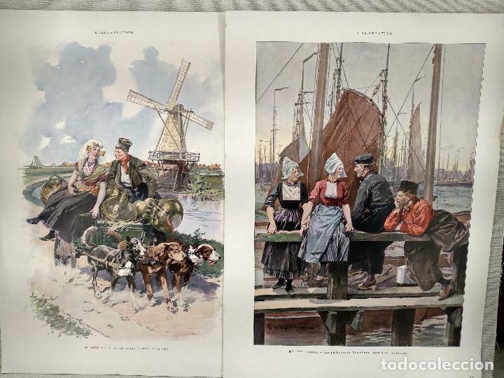 Art: Lote 2 planchas a color de Holanda Illustration francaise, 1901