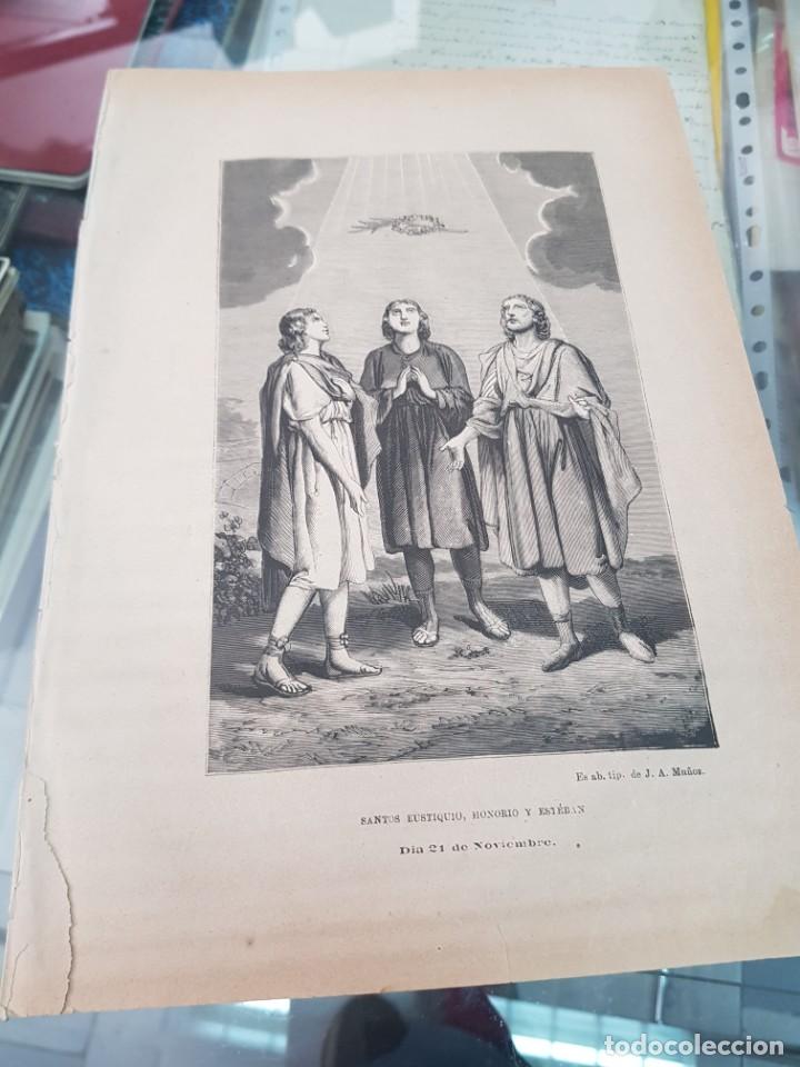 Arte: ANTIGUA LAMINA GRABADO RELIGIOSO SANTORAL EUSTIQUIO HONORIO Y ESTEBAN 21 NOVIEMBRE TIP A. MUÑOZ