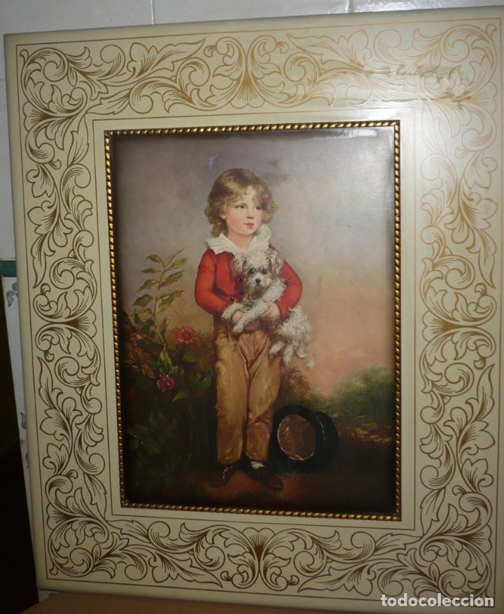 Arte: Antigua Lamina sobre Tabla decorada - Foto 2