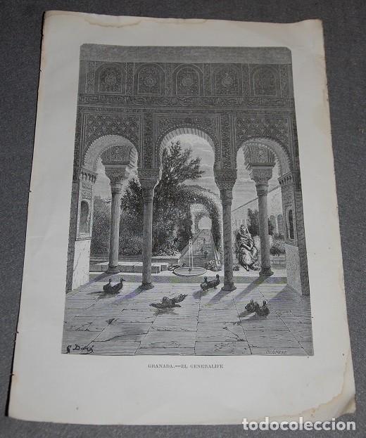 Art: LAMINA GRANADA EL GENERALIFE 1891 - EMILIO DE MEDRANO - GEOGRAF&Iacute;A UNIVERSAL-01