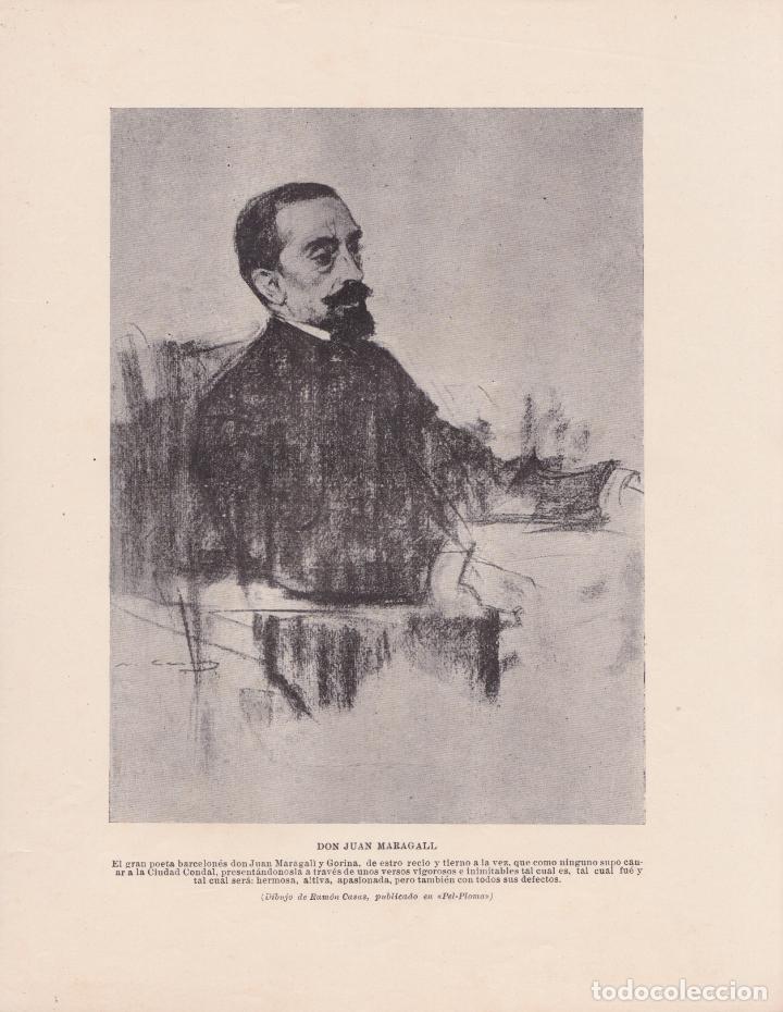 Arte: ANTIGUA L&Aacute;MINA, BARCELONA - DON JUAN MARAGALL Y GORINA - DIBUJO DE RAM&Oacute;N CASAS
