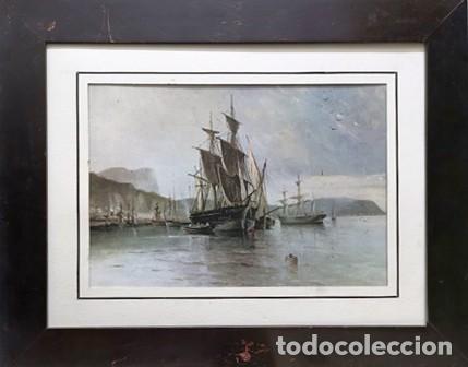 Art: LAMINA REPRODUCCION CUADRO ENMARCADA CON CRISTAL ESCENA MARINA - CUADRO-466