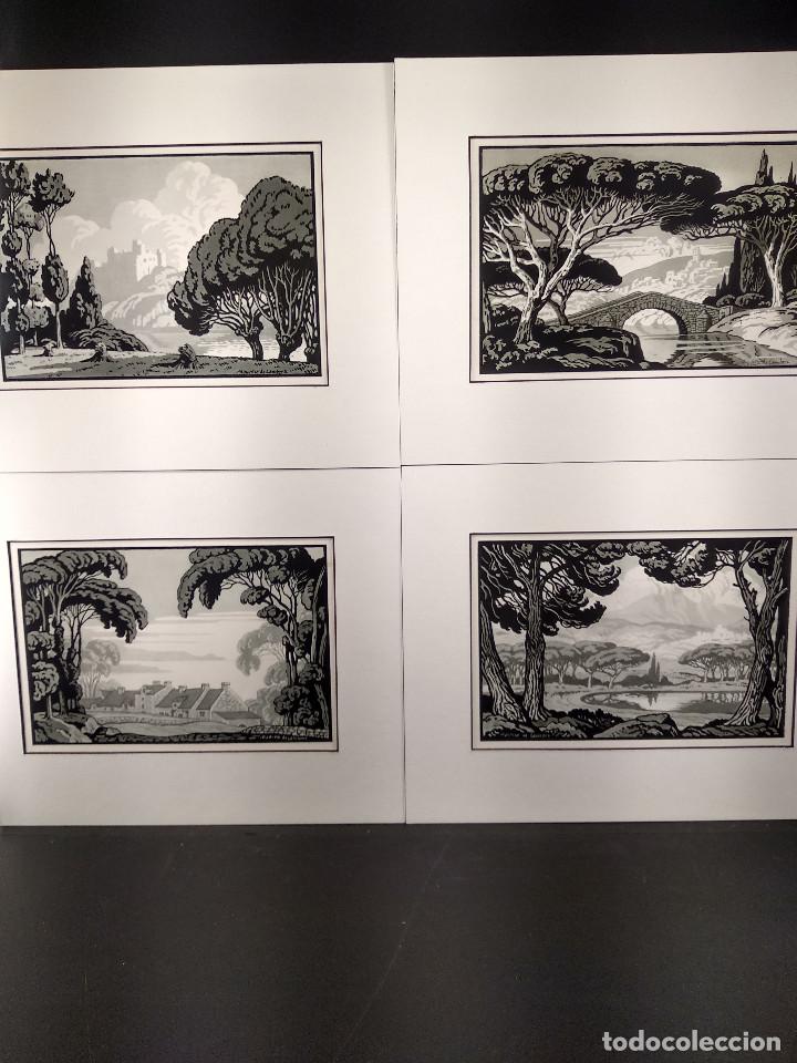 Art: Paisajes de Maurice de Lambert, Lote 4 montajes passepartout, Illustration francaise Noel de 1932.