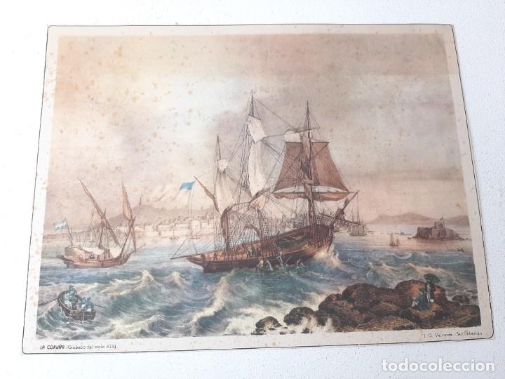 Art: ANTIGUA LAMINA GRABADO DE LA CORU&Ntilde;A SIGLO XIX I. G VALVERDE SAN SEBASTIAN