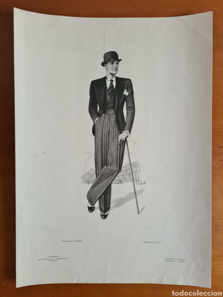 Art: L&aacute;mina La Confianza Asociaci&oacute;n Profesional Maestros Sastres BCN 1935 Dibujante Sabat&eacute; - Juan Bargu&ntilde;&oacute;