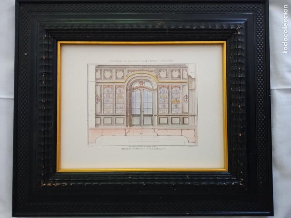 Kunst: Antigua l&aacute;mina Interieur de Magasin (Style Louis XIV). Ed R. Bilard. Enmarcada tipo holand&eacute;s