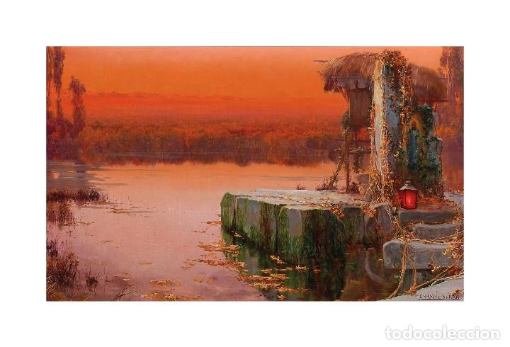 Arte: L&aacute;mina (44 x 30 cm) del cuadro Luz del Atardecer sobre las Marismas Pontinas, de Enrique Serra Auqu&eacute;