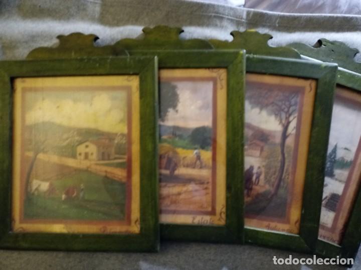 Kunst: Antiguas l&aacute;minas vascas representando las cuatro estaciones en marcos de &eacute;poca