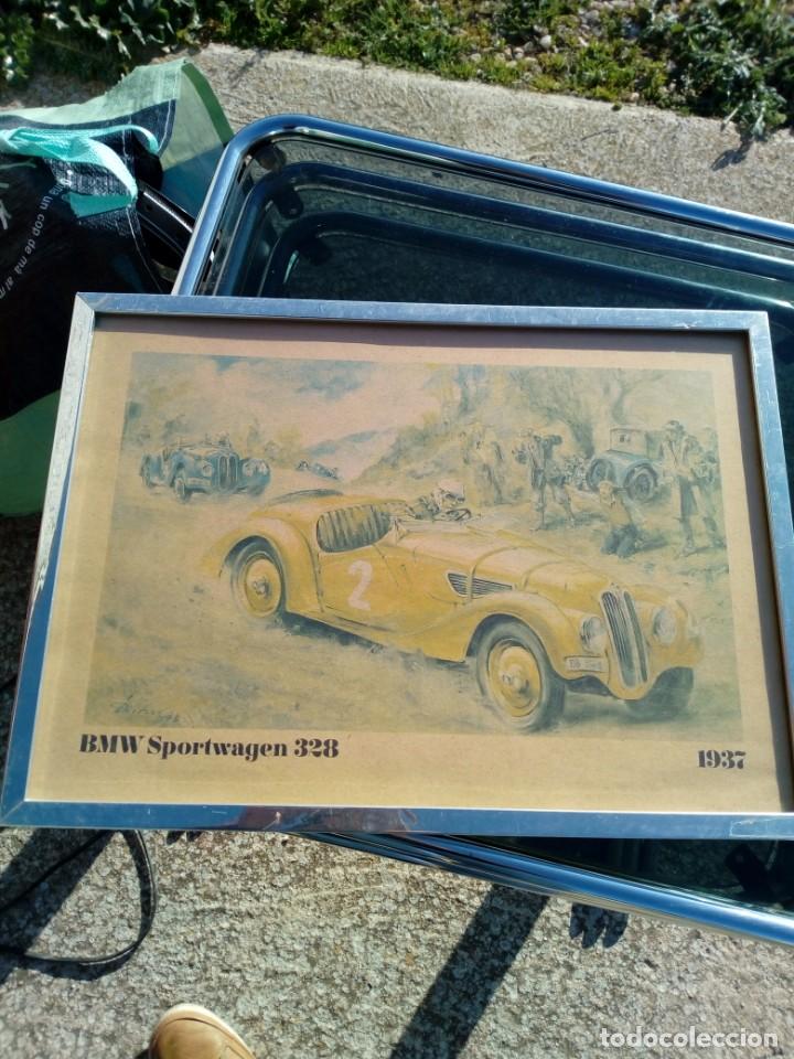 Kunst: BMW Sportwagen 328 - 1937 L&aacute;mina antigua el papel enmarcada 43X31.5 cm. dibujo A. Dietael