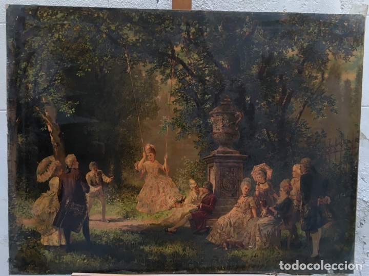 Kunst: L&aacute;mina impresa escena rom&aacute;ntica sXIX