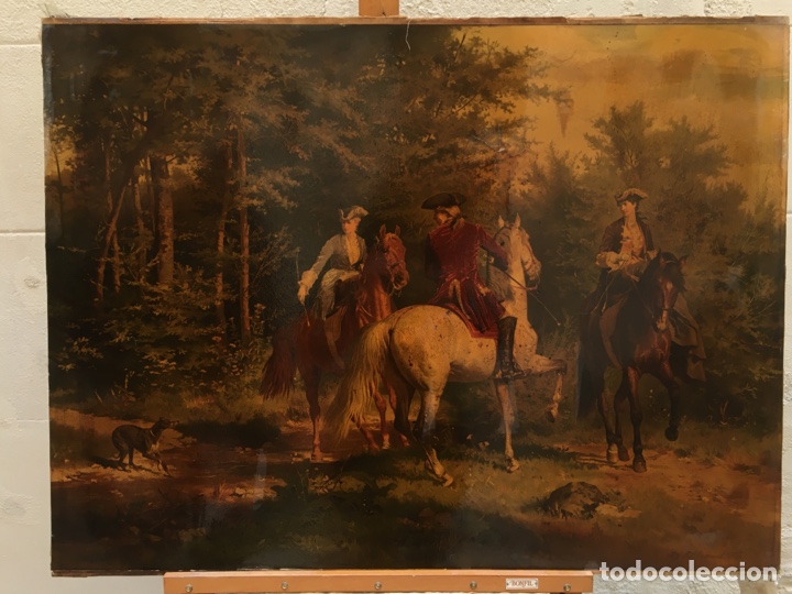 Kunst: L&aacute;mina impresa escena de caza sXIX