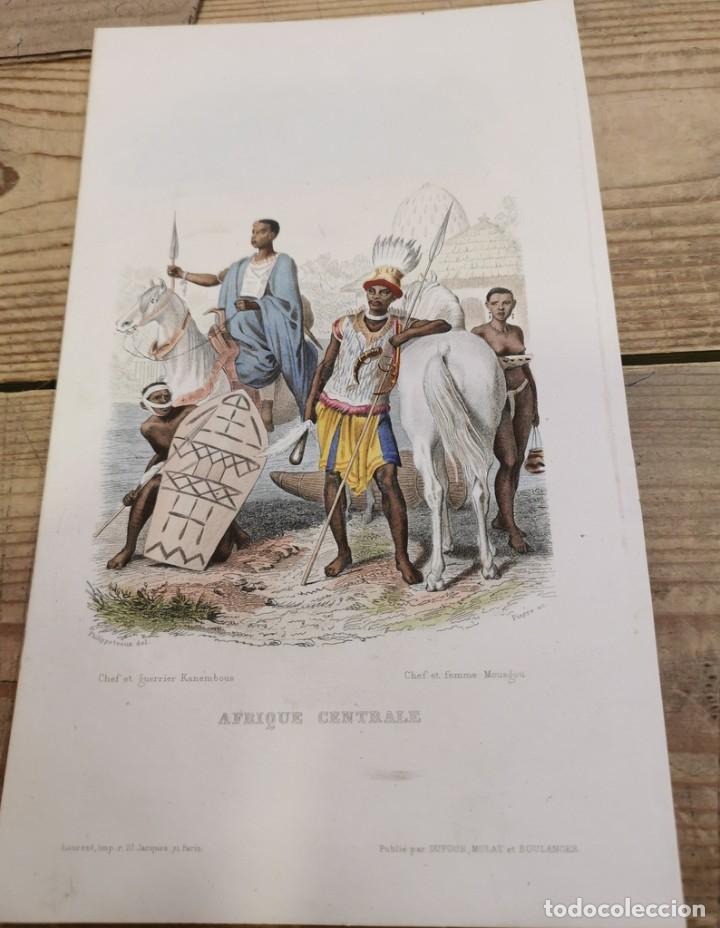 Arte: SIGLO XIX, LAMINA ANTIGUA, ETNICA, ESCENA TRIBAL, 160X260MM