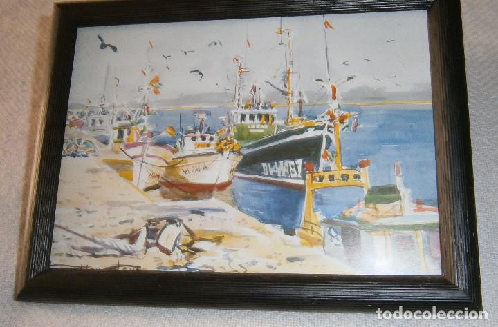 Arte: lamina barcos de pesca enmarcada - Foto 1