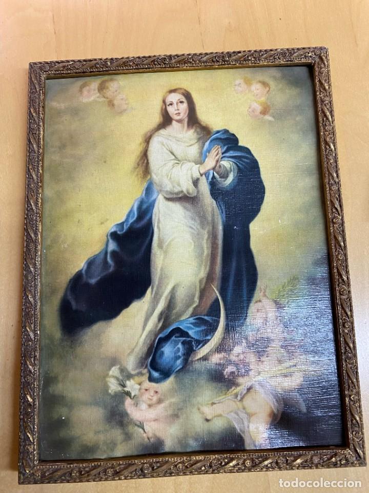 Arte: Lamina Inmaculada de Murillo, con marco de madera - Foto 2