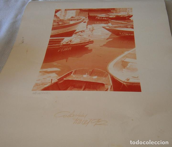 Arte: lamina color sepia original barcas en la arena coleccion fraces 92 Vigo