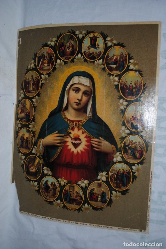 Arte: LAMINA DE LA VIDA DE LA VIRGEN MARIA . - Foto 1