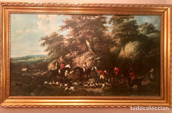 Art: Gran reproducci&oacute;n de pintura al &oacute;leo paisaje escena caza