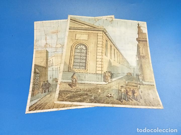 Arte: LOTE DE 2 L&Aacute;MINAS CON DOS VISTAS PARCIALES DE CALLES ANTIGUAS CON TRANSPORTE DE MULOS. 19 X 23.