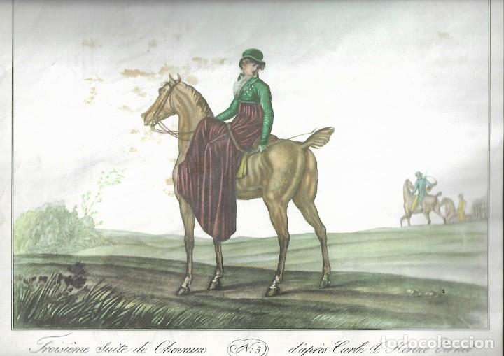 Kunst: 330- LAMINA ANTIGUA DE UNA DAMA A CABALLO N&ordm; 5
