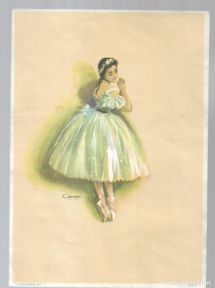 Kunst: 330- LAMINA ANTIGUA DE UNA DAMA HACIENDO VALE