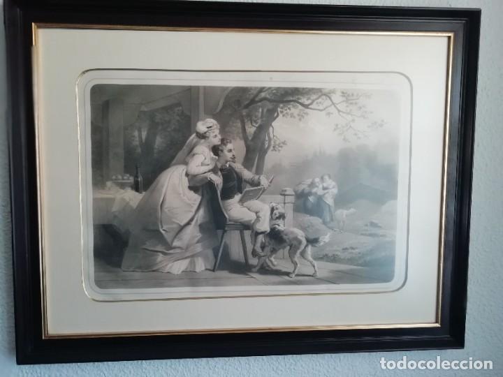 Art: Litograf&iacute;a antigua de 35x52 bien enmarcada a 59x77cms En buen estado. Forma parte de un conjunto de4