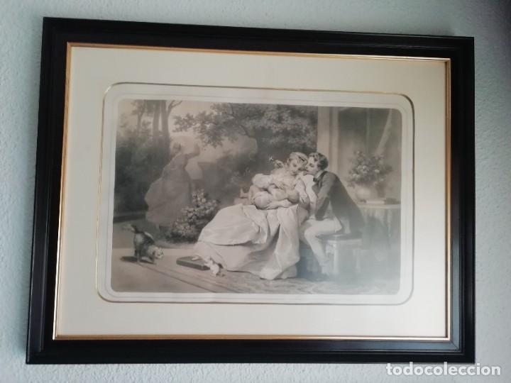 Art: Litograf&iacute;a antigua de 35x52 bien enmarcada a 59x77cms En buen estado. Forma parte de un conjunto de4