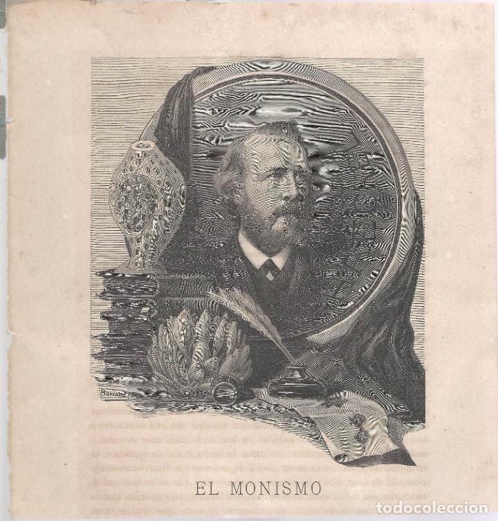 Art: 1883 EL MONISMO ERNST HAECKEL GRABADO 23 CM DE LA OBRA LA EMANCIPACI&Oacute;N DEL HOMBRE U97