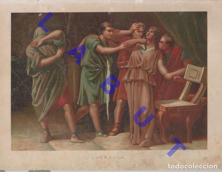 Art: 1883 LUCRECIA CROMOLITOGRAFIA GRABADO 33CM DE LA OBRA LA EMANCIPACI&Oacute;N DEL HOMBRE U97
