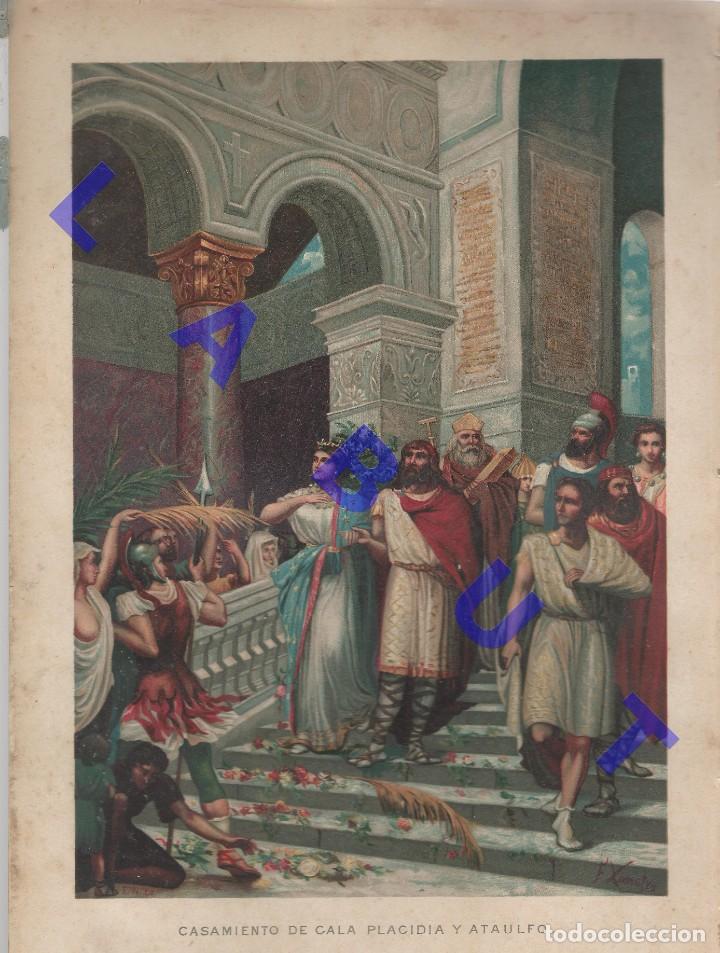 Art: 1883 GALA PLACIDA Y ATAULFO CROMOLITOGRAFIA GRABADO 33CM DE LA OBRA LA EMANCIPACI&Oacute;N DEL HOMBRE U97