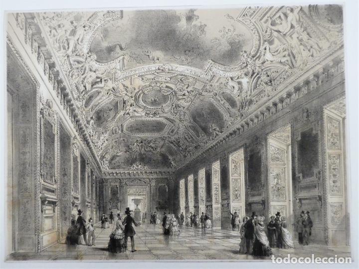 Art: Antigua lamina Galerie Apollou au Louvre 1858