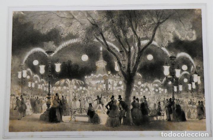 Art: Antigua lamina Le Ball Mobile aux Champs Elisees 1858
