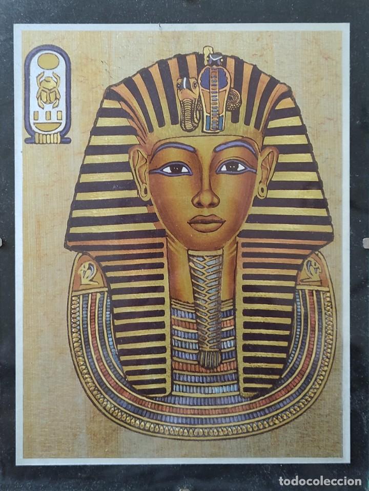 Kunst: EGIPTO - CUADRO Y LAMINA CON BRILLOS DEL FARAON TUTANKAM&Oacute;N.