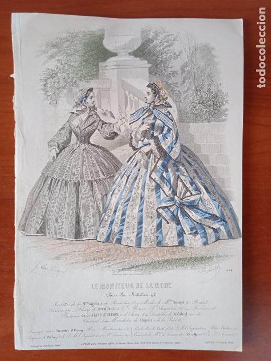 Arte: L&aacute;mina Le Moniteur de la mode. Vestidos de paseo.