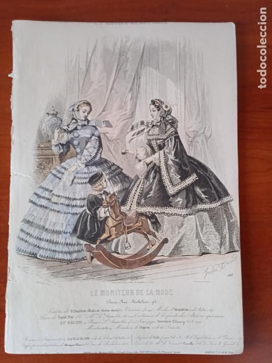 Arte: L&aacute;mina Le Moniteur de la mode. Vestido de novia y acompa&ntilde;antes.