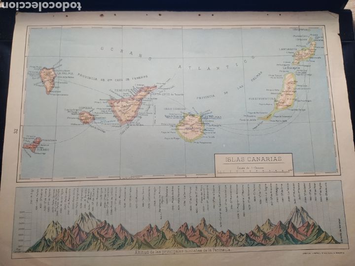 Arte: A&Ntilde;OS 60. LAMINA ESCOLAR ISLAS CANARIAS . GRAFICAS S. RAFAEL.
