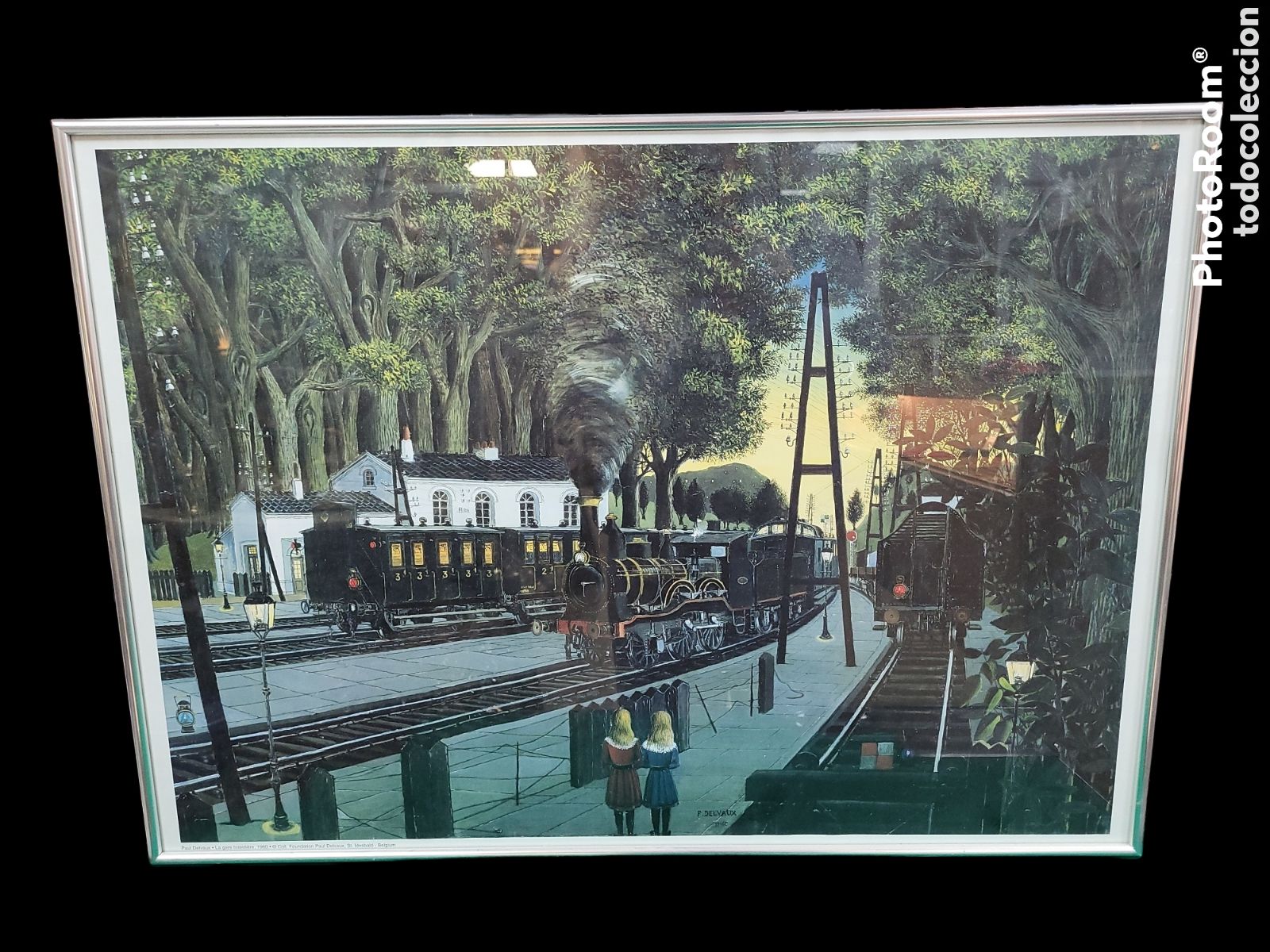 Art: ANTIGUA L&Aacute;MINA. LOCOMOTORAS A VAPOR FERROCARRIL. 71x51CM