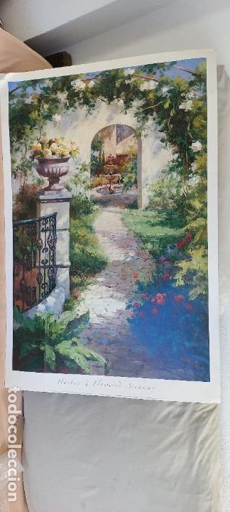 Kunst: LAMINA. 91 x 61 cm. JARDIN CON FUENTE.. FLOWERED ARCHWAY. BY HAIBIN H528