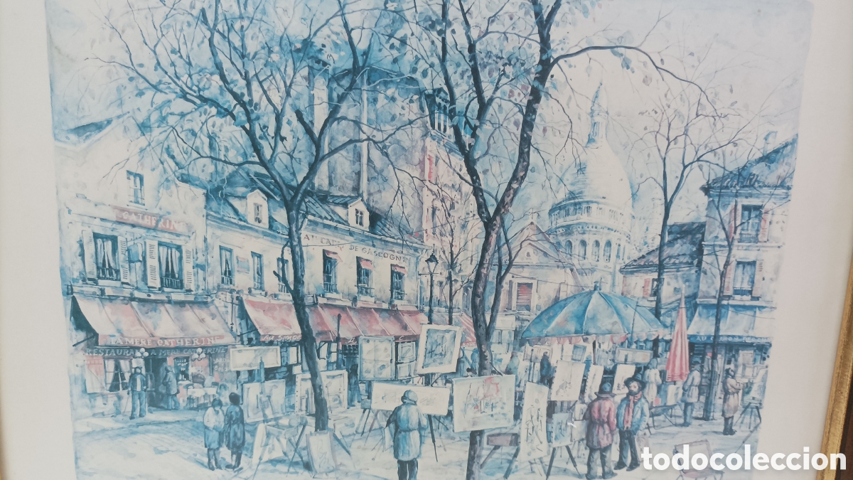 Arte: Cuadro l&aacute;mina Paris place du tertre - Foto 2