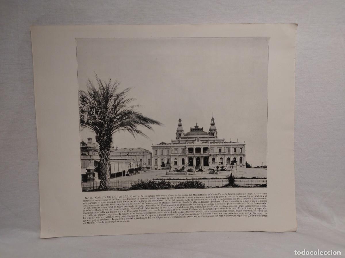 Arte: Antigua Lamina de Papel 34.5x28-La Calle de Sackville Dubl&iacute;n/Casino de Montecarlo