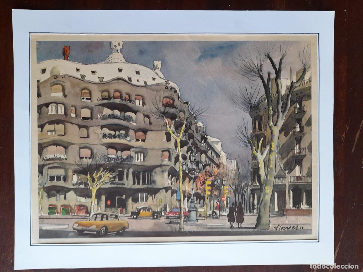Arte: Reproduccion de Acuarela del edificio de la Padrera en Barcelona - Foto 3