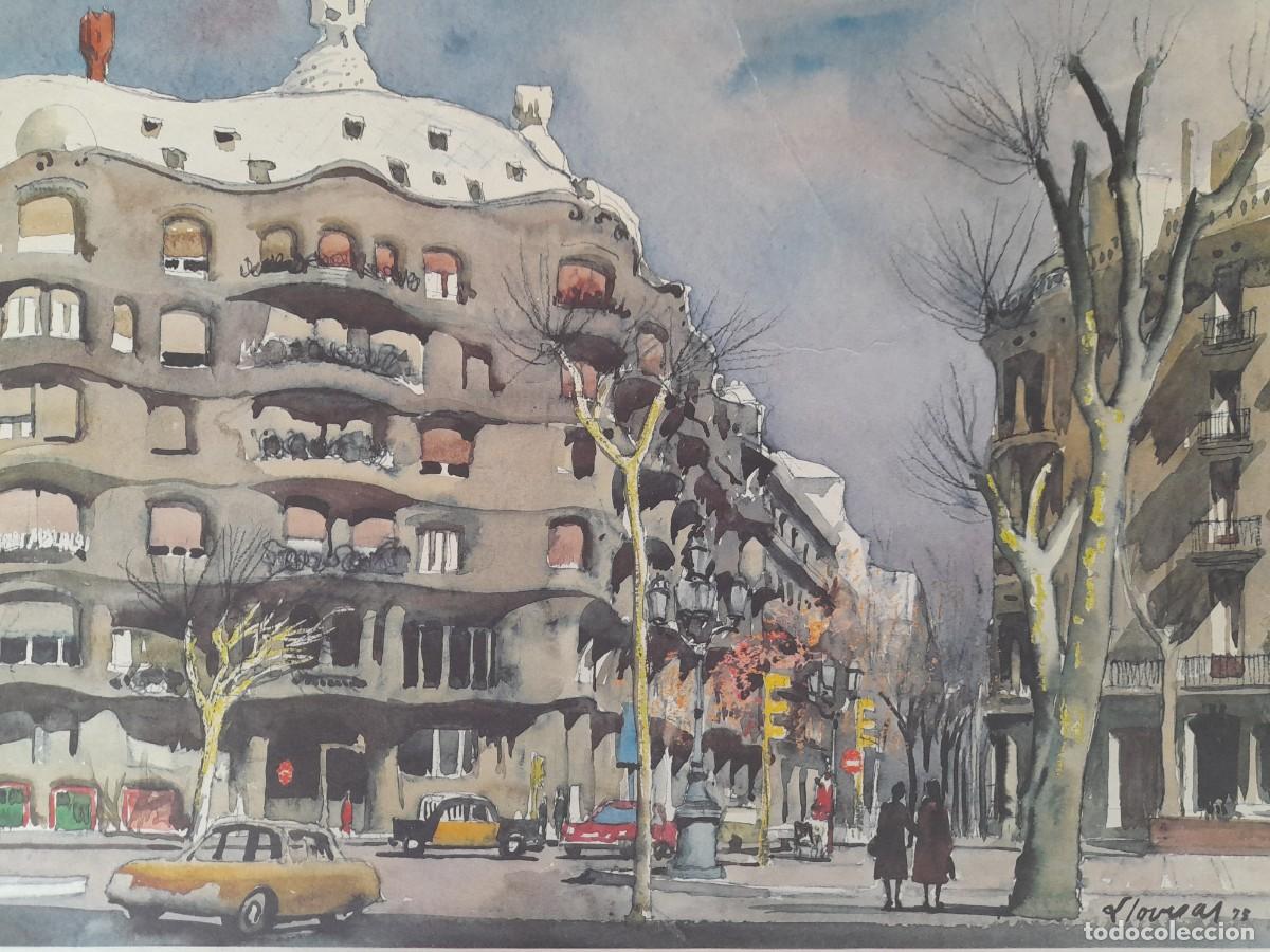 Arte: Reproduccion de Acuarela del edificio de la Padrera en Barcelona - Foto 2